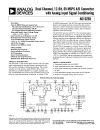 Datasheet AD10265AZ manufacturer Analog Devices