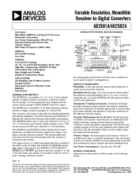 Datasheet AD2S82ALP manufacturer Analog Devices