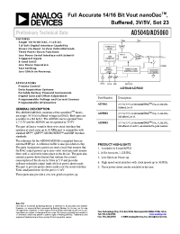 Datasheet AD5040BRJZ-500RL7 manufacturer Analog Devices