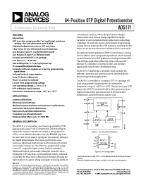 Datasheet AD5171BRJ100-REEL7 manufacturer Analog Devices