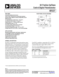 Datasheet AD5227BUJZ100-R22 manufacturer Analog Devices