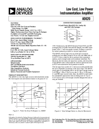 Datasheet AD620A manufacturer Analog Devices
