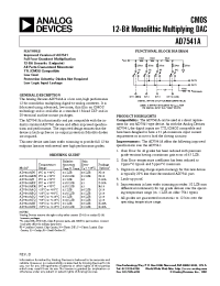 Datasheet AD7541A manufacturer Analog Devices