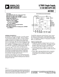 Datasheet AD7892A-3 manufacturer Analog Devices