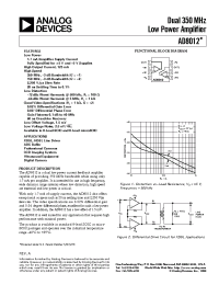 Datasheet AD8012ARM-REEL manufacturer Analog Devices