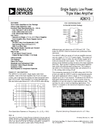Datasheet AD8013 manufacturer Analog Devices