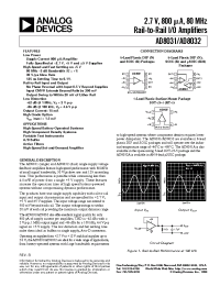 Datasheet AD8031ART-REEL7 manufacturer Analog Devices