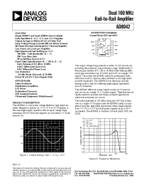 Datasheet AD8042A manufacturer Analog Devices