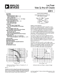 Datasheet AD810A manufacturer Analog Devices