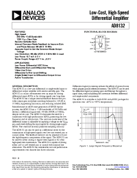 Datasheet AD8132ARM-REEL3 manufacturer Analog Devices