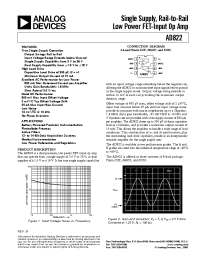 Datasheet AD822A manufacturer Analog Devices