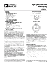 Datasheet AD829A manufacturer Analog Devices