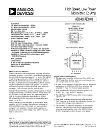 Datasheet AD847S manufacturer Analog Devices