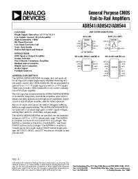 Datasheet AD8541 manufacturer Analog Devices