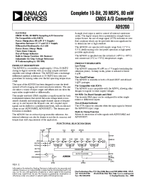 Datasheet AD9200 manufacturer Analog Devices
