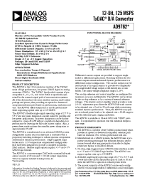 Datasheet AD9762ARU manufacturer Analog Devices