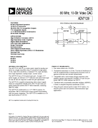 Datasheet ADV7128KR80 manufacturer Analog Devices