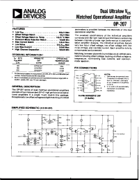 Datasheet OP-207FY manufacturer Analog Devices