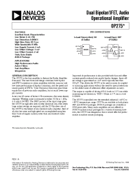 Datasheet OP275 manufacturer Analog Devices