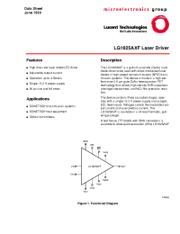 Datasheet LG1625AXF/D2500 manufacturer Agere