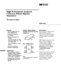 Datasheet HBFP-0420-TR2 manufacturer Agilent