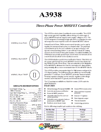 Datasheet A3938SLD manufacturer Allegro