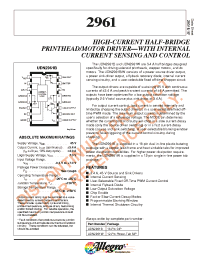 Datasheet UDN2961 manufacturer Allegro