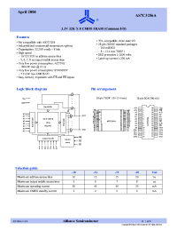 Datasheet AS7C3256A-12JI manufacturer Alliance