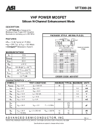 Datasheet VFT300-28 manufacturer ASI