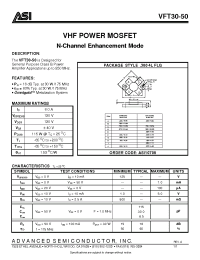 Datasheet VFT30-50 manufacturer ASI