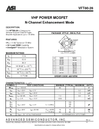 Datasheet VFT80-28 manufacturer ASI