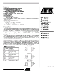 Datasheet AT25010A-10PQ-2.7 manufacturer ATMEL