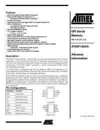 Datasheet AT25F1024AN-10SU-2.7 manufacturer ATMEL