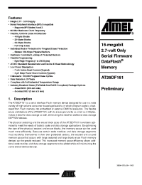 Datasheet AT26DF161 manufacturer ATMEL