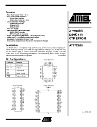 Datasheet AT27C020-10 manufacturer ATMEL