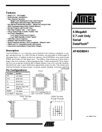 Datasheet AT45DB041 manufacturer ATMEL