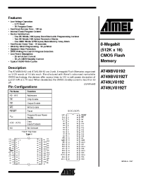 Datasheet AT49LV8192T-20TI manufacturer ATMEL