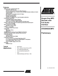 Datasheet AT83SND2MP3-7FTJL manufacturer ATMEL