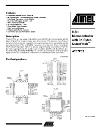 Datasheet AT87F52-20PC manufacturer ATMEL