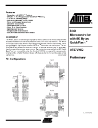 Datasheet AT87LV52-12JC manufacturer ATMEL