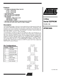 Datasheet AT93C46A-10PI-2.7 manufacturer ATMEL