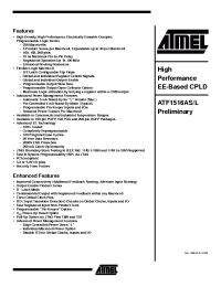 Datasheet ATF1516AS-15UI192 manufacturer ATMEL