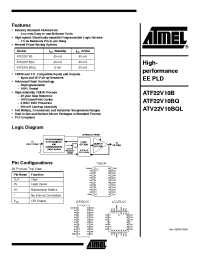 Datasheet ATF22V10B-15GM/883 manufacturer ATMEL