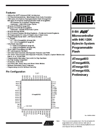 Datasheet ATMEGA103 manufacturer ATMEL