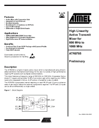 Datasheet ATR0785 manufacturer ATMEL
