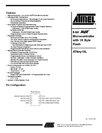 Datasheet ATtiny15L-1PI manufacturer ATMEL
