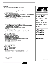 Datasheet ATtiny25V-10PU manufacturer ATMEL