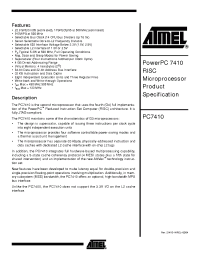 Datasheet PC7410MGHU500L manufacturer ATMEL