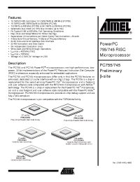 Datasheet PC755CMGU400LE manufacturer ATMEL