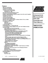 Datasheet T89C51CC01UA-SLSIM manufacturer ATMEL